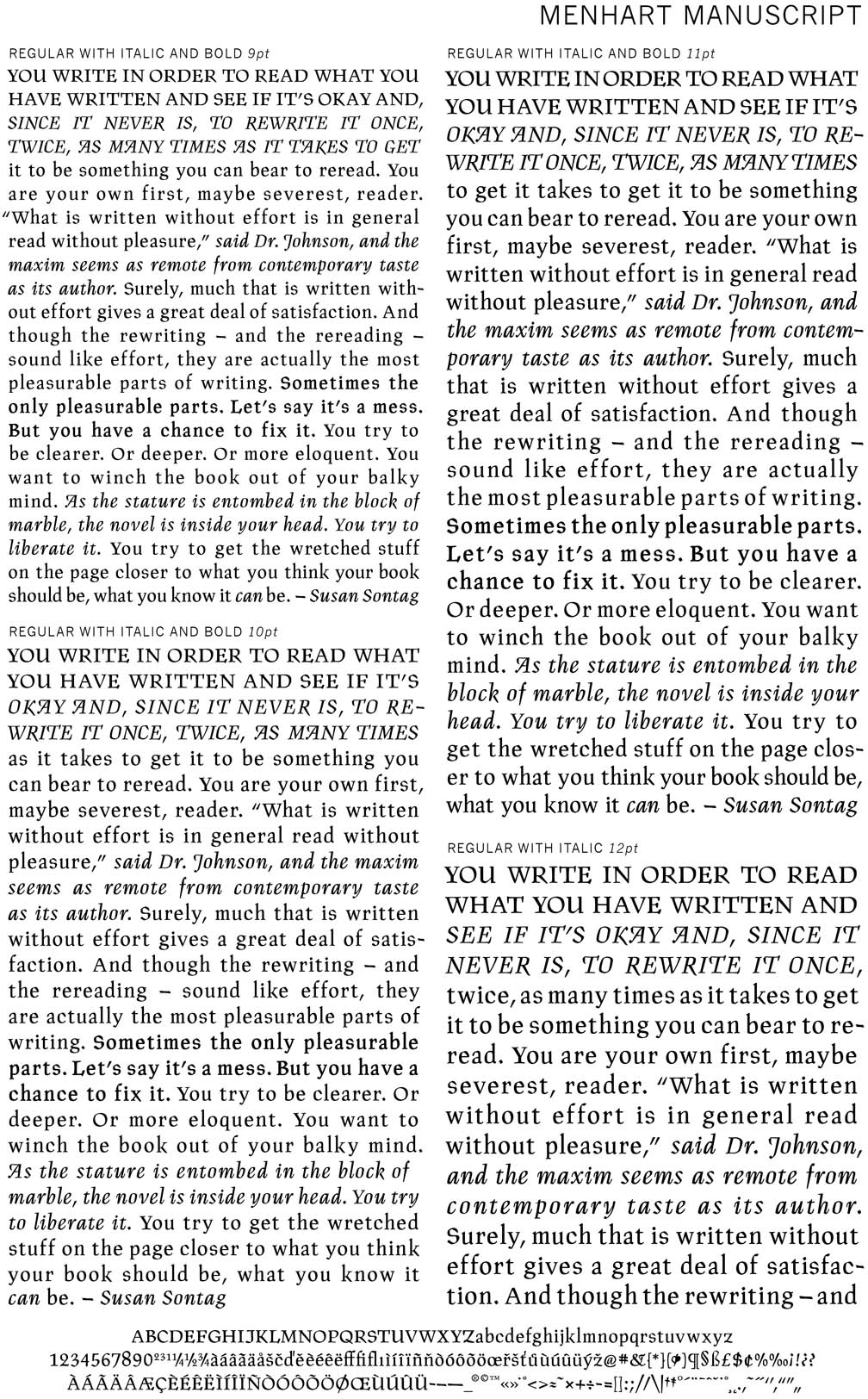 Menhart Manuscript Text Shwing